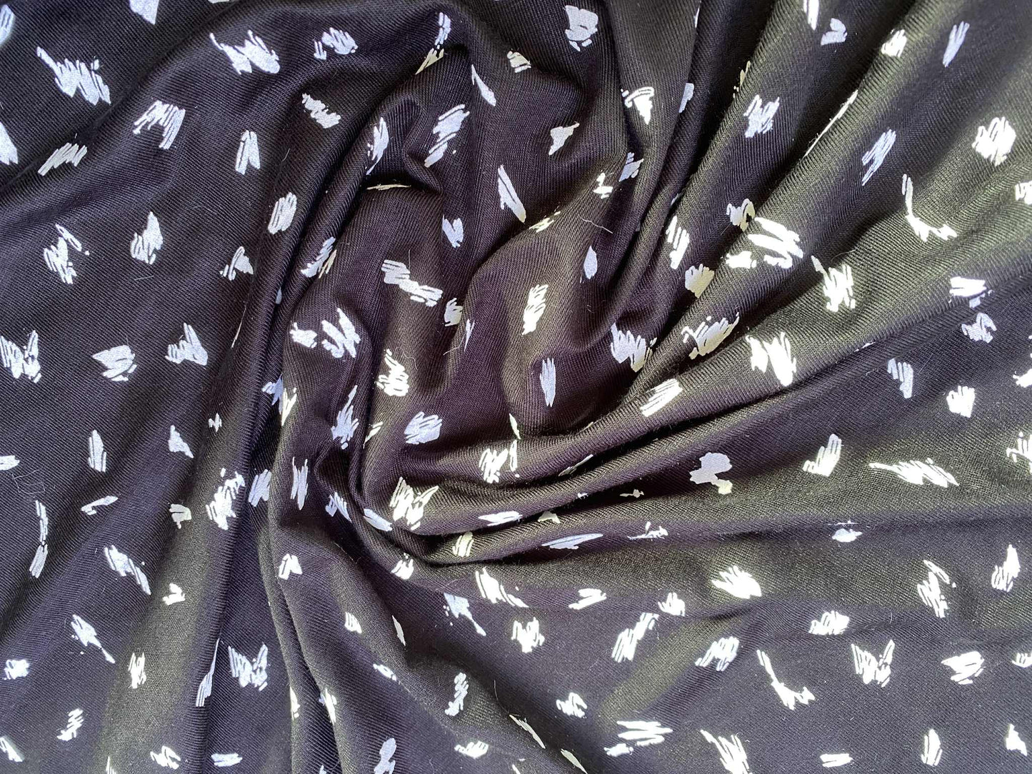 Viscose Lycra - Black/White - 62"Wide - Sold By The Metre