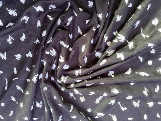 Viscose Lycra - Black/White - 62"Wide - Sold By The Metre