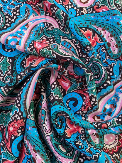 Viscose - Blue/Pink/Turquoise - 57" Wide - Sold By The Metre