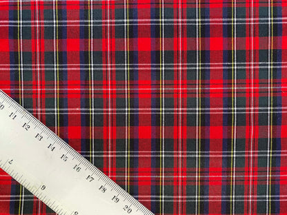 100% Cotton Tartan - Red/Green/Blue/Yellow/White - 59"Wide - Sold By The Metre