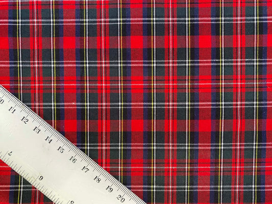 100% Cotton Tartan - Red/Green/Blue/Yellow/White - 59"Wide - Sold By The Metre