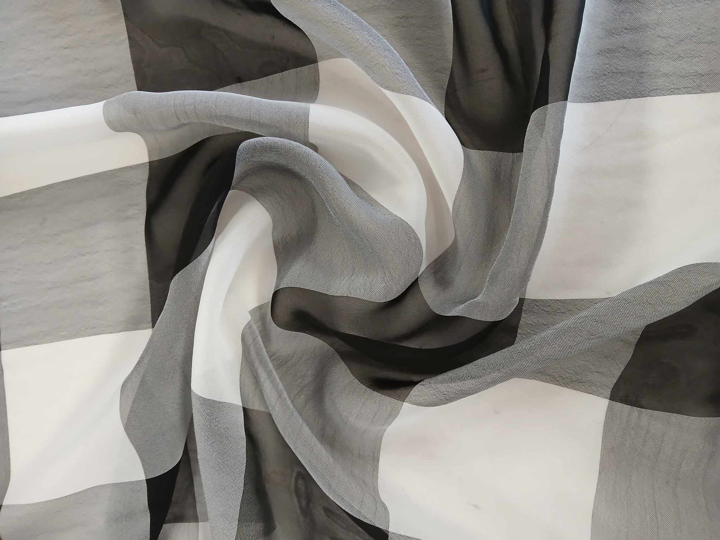 Chiffon - Grey/Black/White - 56" Wide - Sold By The Metre