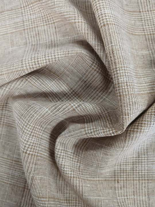 Viscose Linen - Brown - Check - 58" Wide - Sold By The Metre