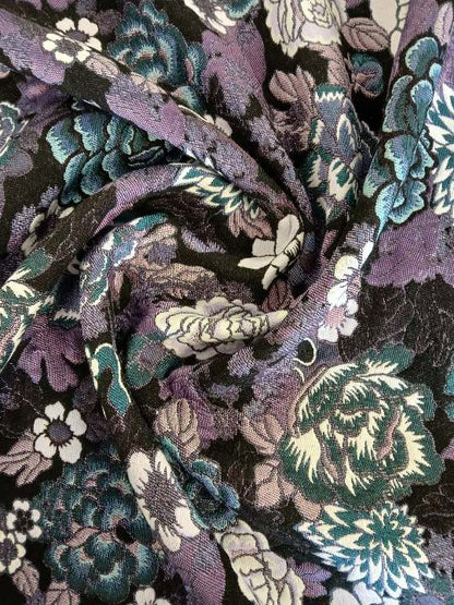 Coating/Jacket Brocade - Purple/Teal/White/Black - 64" Wide - Sold By The Metre