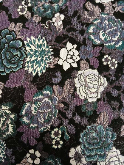 Coating/Jacket Brocade - Purple/Teal/White/Black - 64" Wide - Sold By The Metre