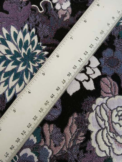 Coating/Jacket Brocade - Purple/Teal/White/Black - 64" Wide - Sold By The Metre