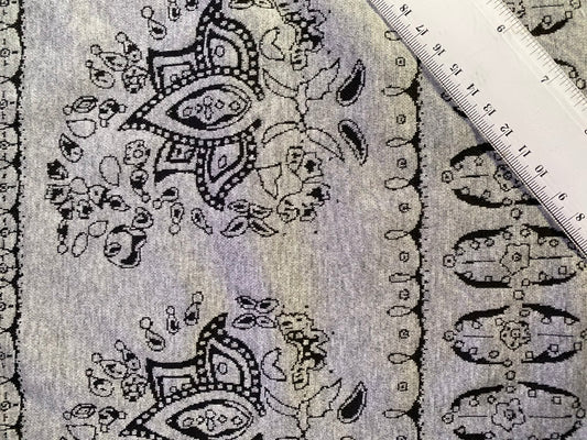 Ponte Roma Jacquard w/ Lycra - Grey/Black - 70"Wide - Sold By The Metre