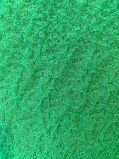 Emerald Green Crinkle Stretch Fabric - 92% Polyester 8% Spandex, 62" Wide