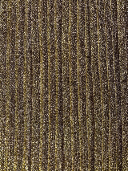 Gold Metallic Big Pleat Fabric with Lycra - 60" Wide, £2.99 per Metre