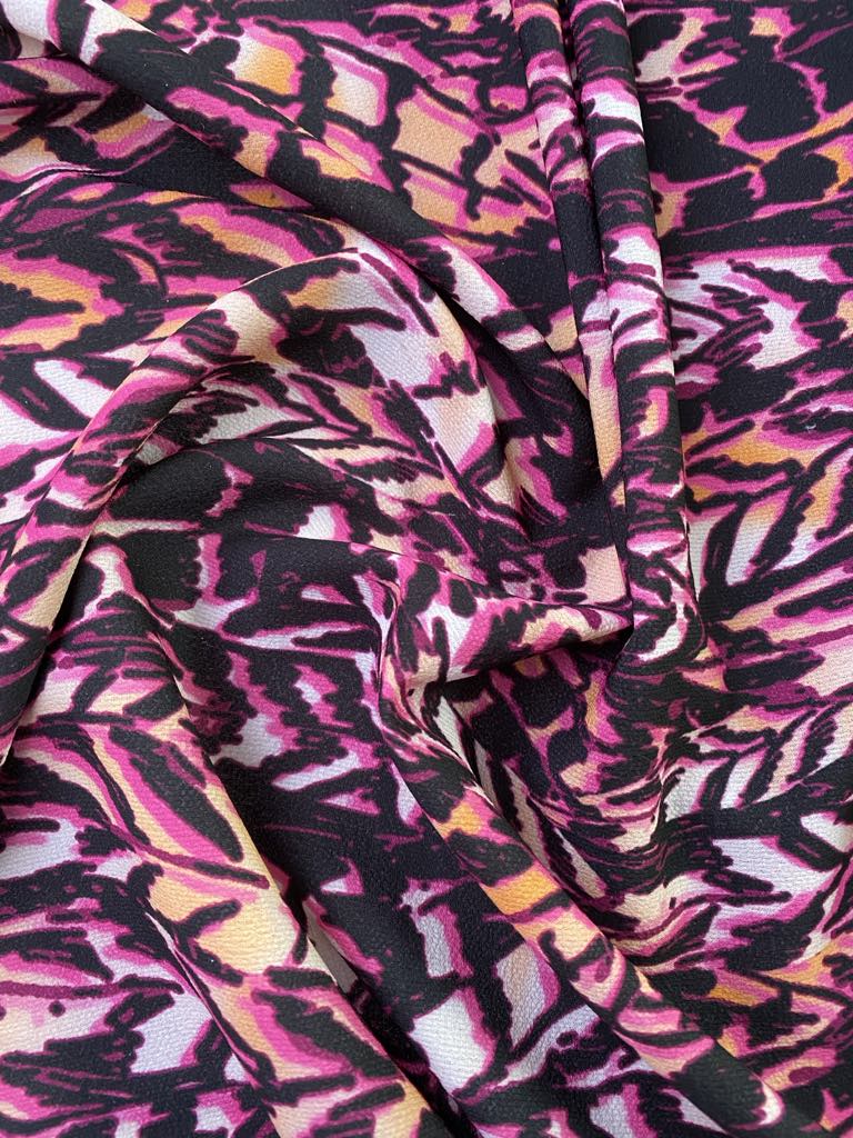 Crepe - Purple/Mustard/Cream/Black - 60" Wide - Sold By The Metre