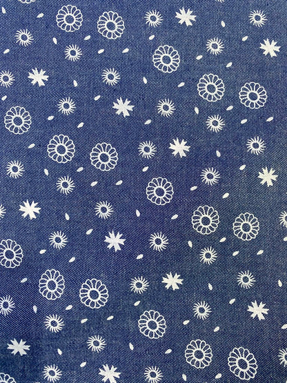 100% Cotton Denim/Chambray - Navy/White - 60"Wide - Sold By The Metre