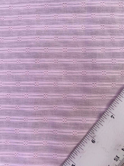 Soft Pastel Pink Dobby Stripe 100% Cotton Fabric - Lightweight Embroidered Voile - 56" Wide By The Metre