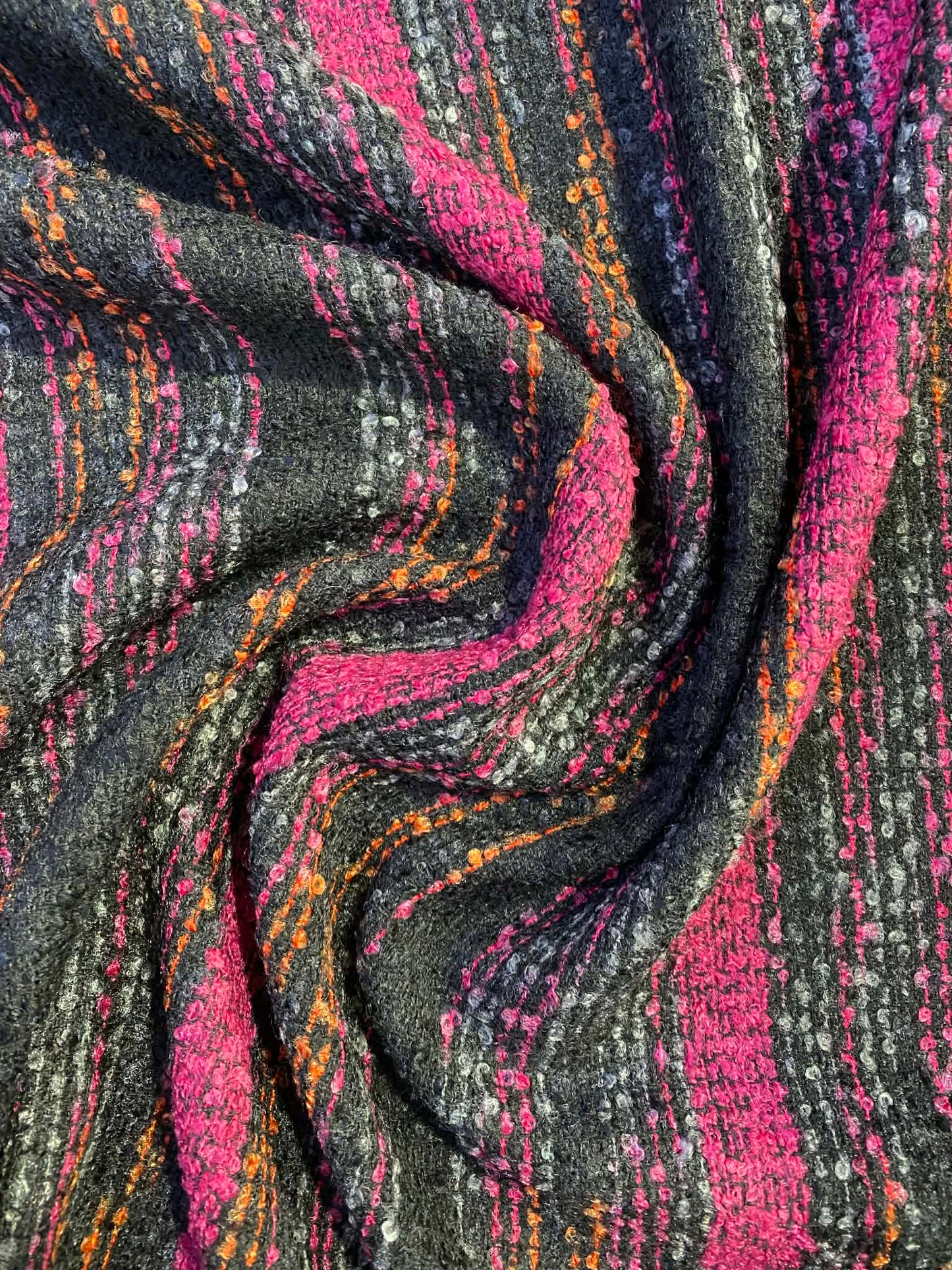 Boucle - Pink/Orange/Grey/Black - 60"Wide - Sold By The Metre