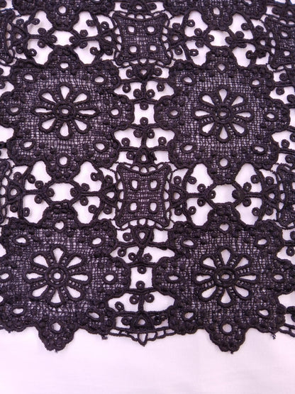 River Island - Dry Lace Double Scalloped - Black - 45" Wide - Sold By The Metre