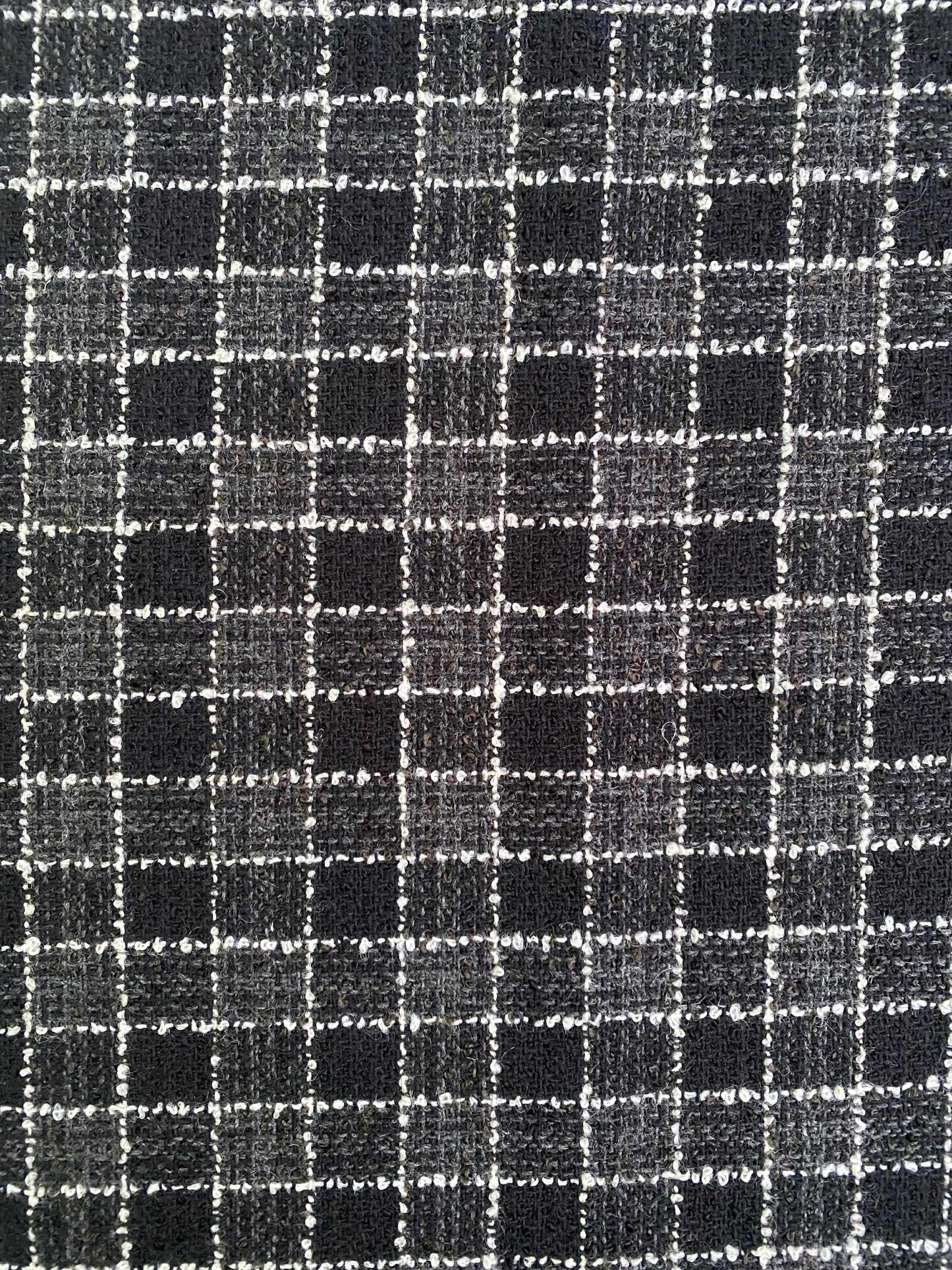 Poly Boucle - Black/Grey/White - 60"Wide - Sold By The Metre
