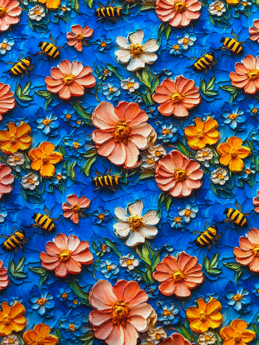 Little Johnny Busy Bees Cotton Jersey - 58" Wide - 95% Cotton 5% Lycra - Navy/Multi