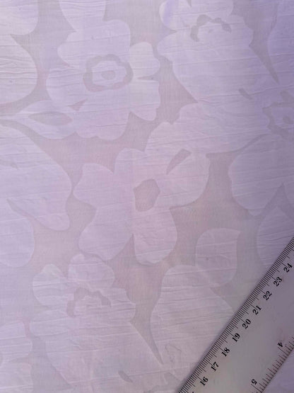 White Floral Burnout Polycotton - 54" Wide - Sheer Textured Leaf & Bloom - £2.99/m