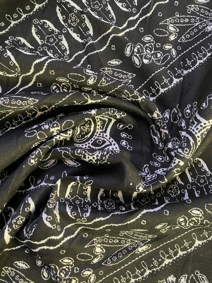 Ponte Roma Jacquard w/ Lycra - Black/White - 70"Wide - Sold By The Metre