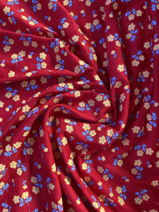 Viscose Lycra - Red/Yellow/Blue - 62"Wide - Sold By The Metre