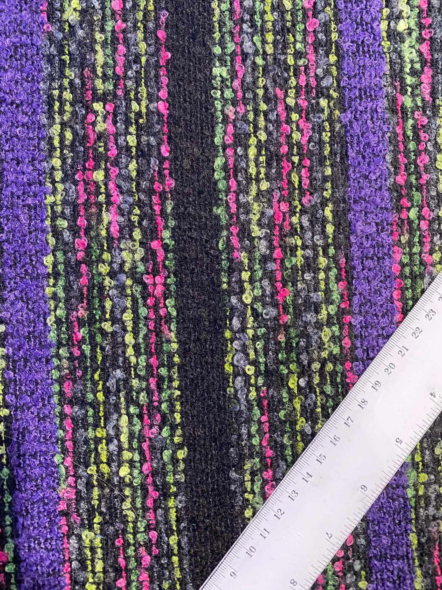 Boucle - Purple/Pink/Lime/Black - 60"Wide - Sold By The Metre