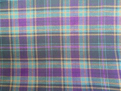 100% Cotton Tartan - Purple/Green/Yellow - 59"Wide - Sold By The Metre