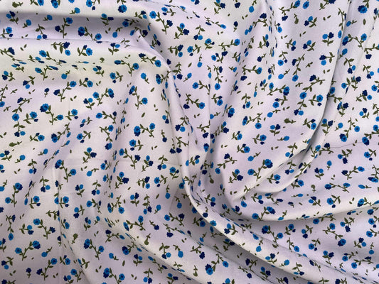 64% Cotton 30% Poly 6% Lycra - Blue/Green/White - 51"Wide - Sold By The Metre