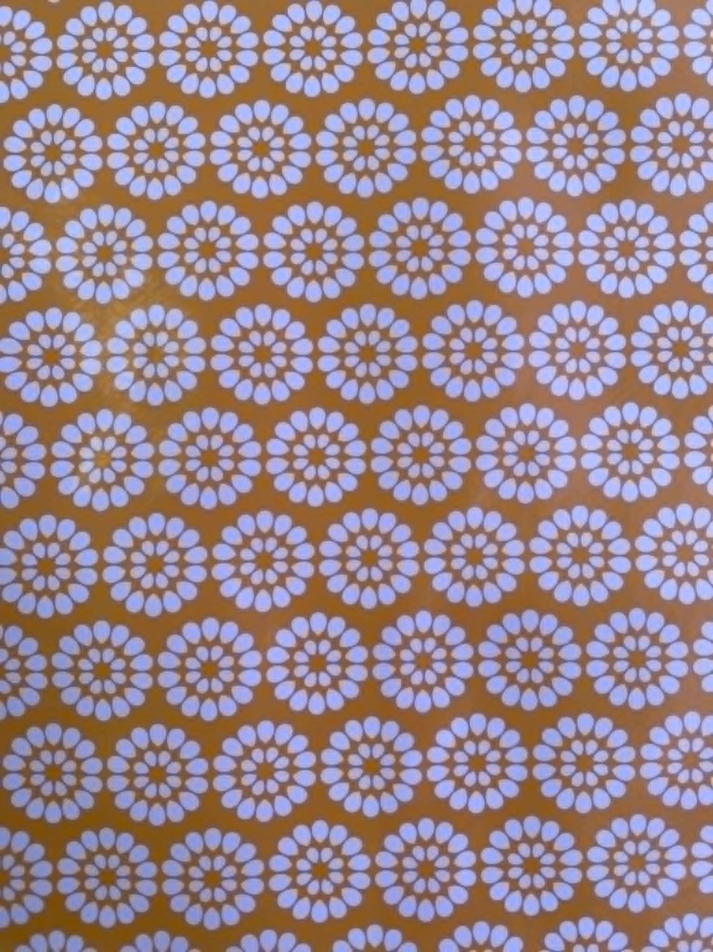 Mustard & Orange Retro Floral PU Table Covering - 55" Wide - Wipe Clean - Water Resistant - £1.99/m