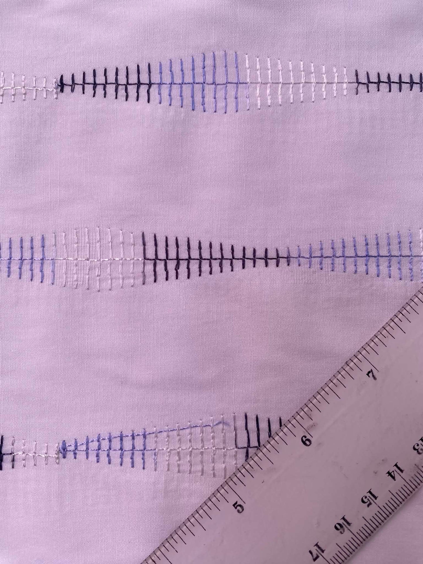 100% Cotton Embroidered Fabric – Blue & Black Wave Stripe – 58" (147cm) Wide