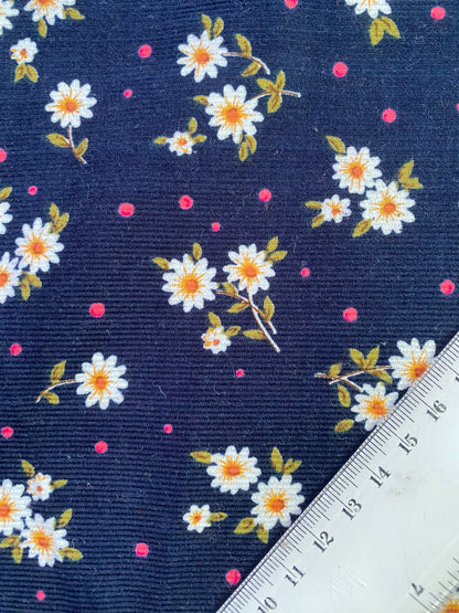 Printed Needlecord 100% Cotton - Blue/Pink/Green/White/Yellow - 44"Wide - Sold By The Metre