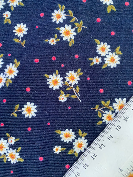 Printed Needlecord 100% Cotton - Blue/Pink/Green/White/Yellow - 44"Wide - Sold By The Metre