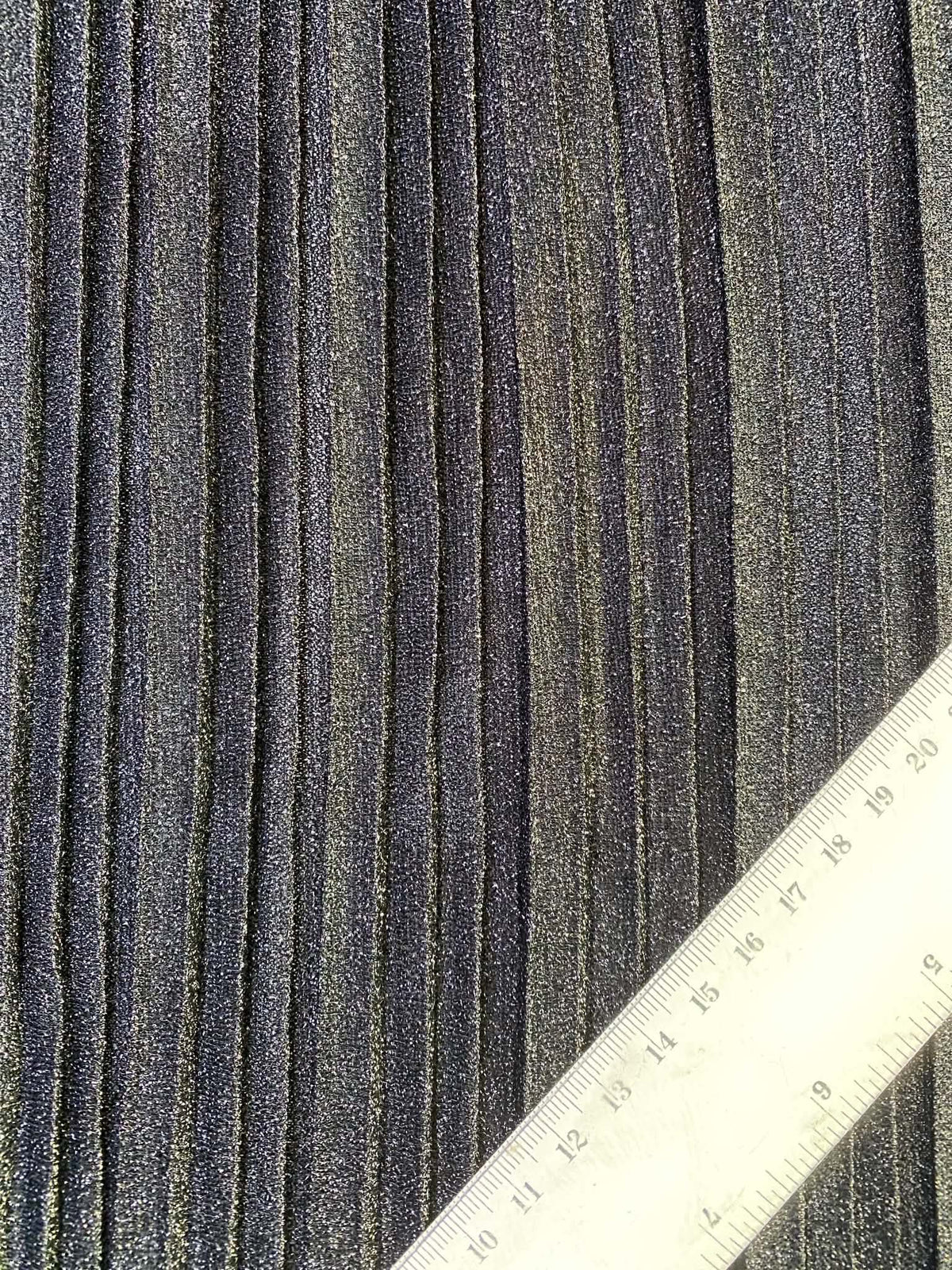 Black Metallic Big Pleat Fabric with Lycra - 60" Wide, £2.99 per Metre