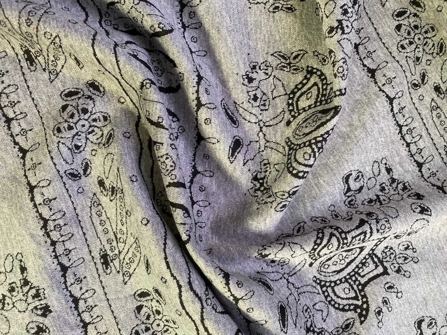 Ponte Roma Jacquard w/ Lycra - Grey/Black - 70"Wide - Sold By The Metre