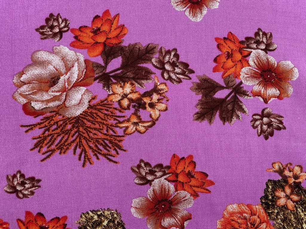 Viscose - Lilac/Orange/Brown - 57" Wide - Sold By The Metre