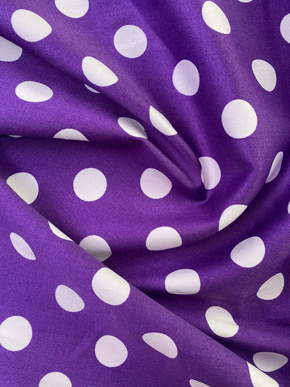 Cotton Spandex 97%/3%- Purple/White - 58"Wide - Sold By The Metre