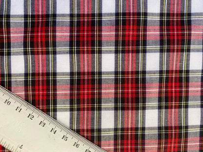 100% Cotton Tartan - White/Red/Yellow - 59"Wide - Sold By The Metre