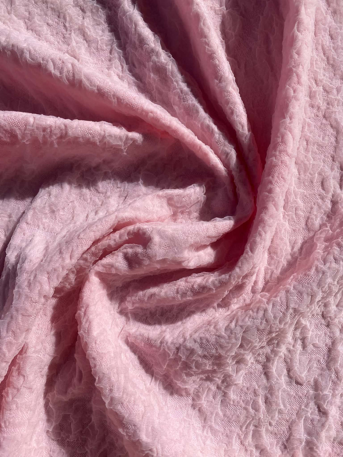 Light Pink Crinkle Stretch Fabric - 92% Polyester 8% Spandex, 62" Wide