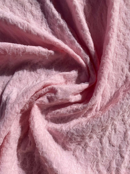 Light Pink Crinkle Stretch Fabric - 92% Polyester 8% Spandex, 62" Wide