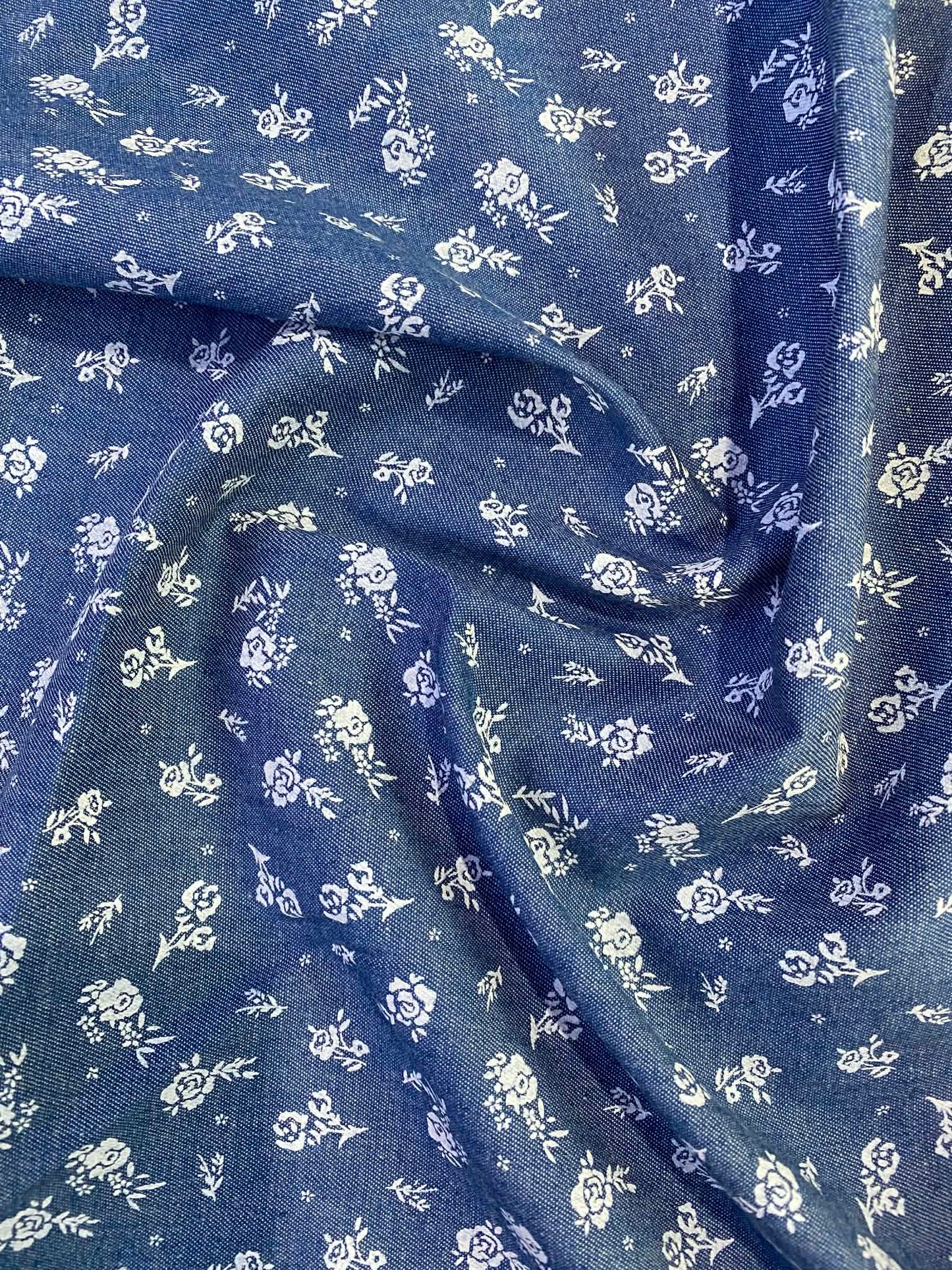 100% Cotton Denim/Chambray - Blue/White - 60"Wide - Sold By The Metre