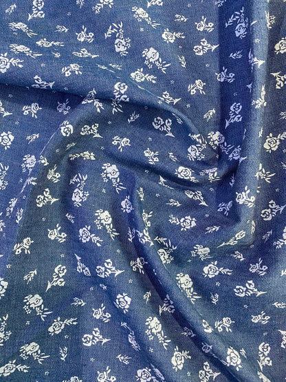 100% Cotton Denim/Chambray - Blue/White - 60"Wide - Sold By The Metre