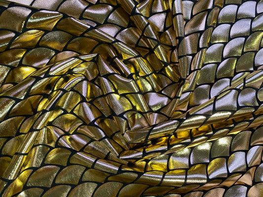 Fish Scale 92% Polyester 8% Elastane - Gold - 58"Wide - Sold By The Metre