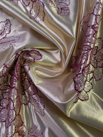 Brocade - Burgundy/Gold - 63" Wide - Sold By The Metre