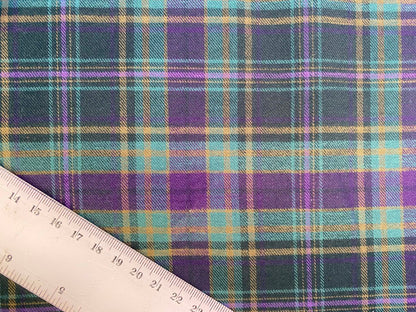 100% Cotton Tartan - Purple/Green/Yellow - 59"Wide - Sold By The Metre