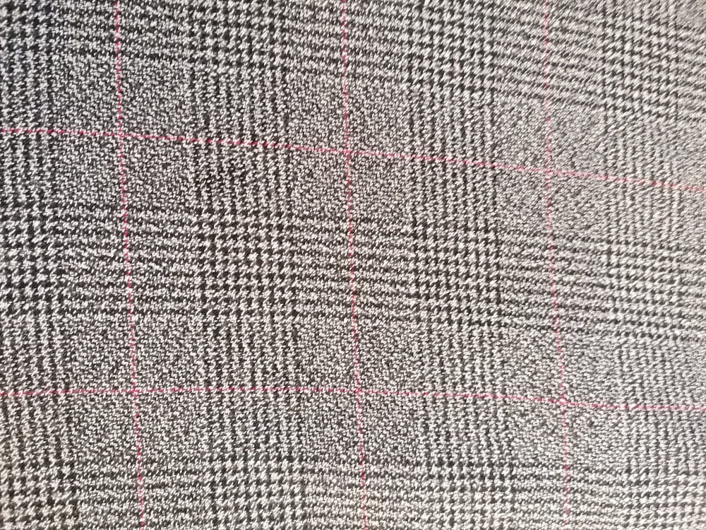 Polyester Acrylic Check - Grey/Black/Red - 57"Wide - Sold By the Metre - legend textiles