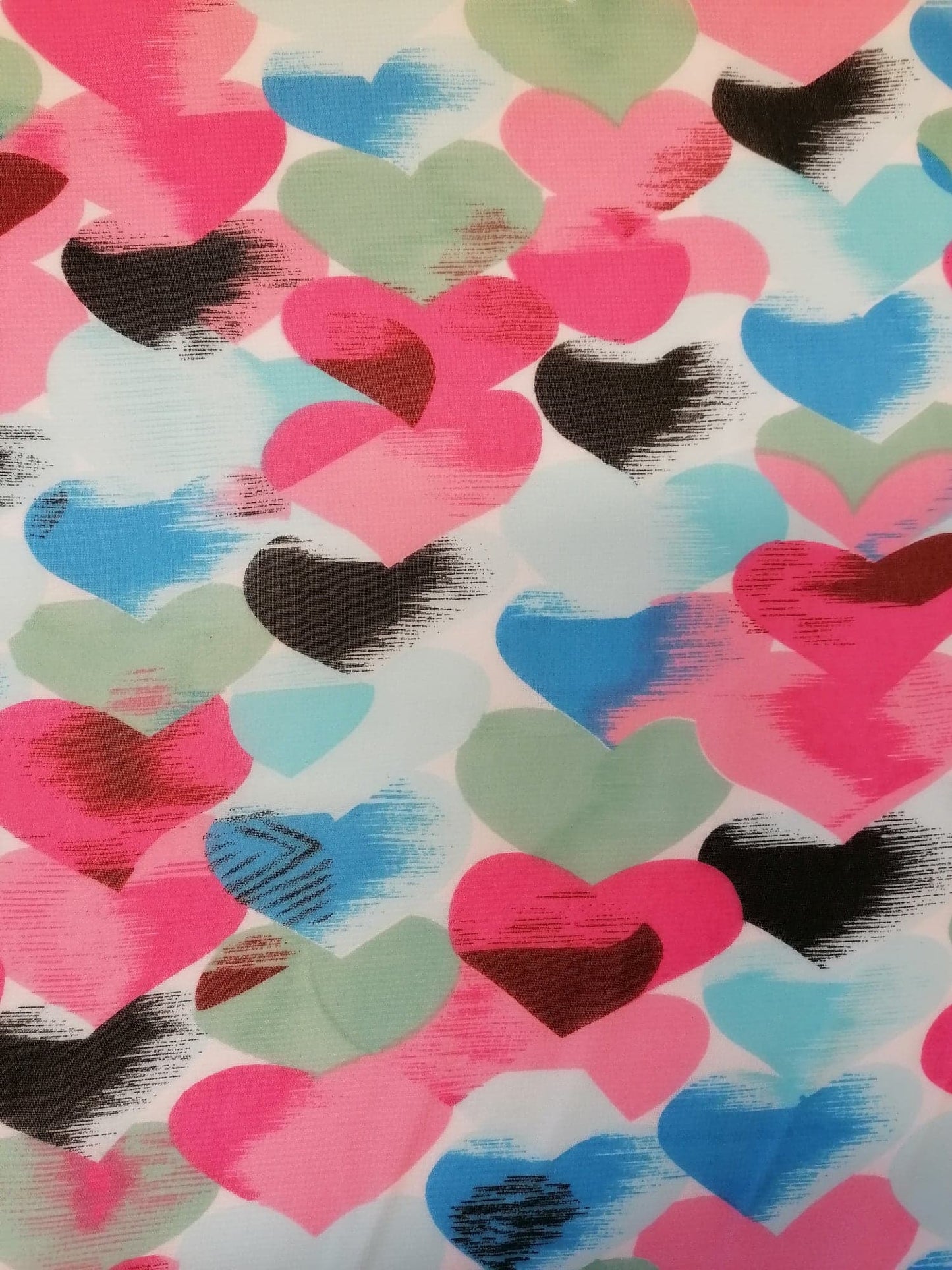 Chiffon - Hearts - Pink/Blue - 58" Wide - Sold By the Metre