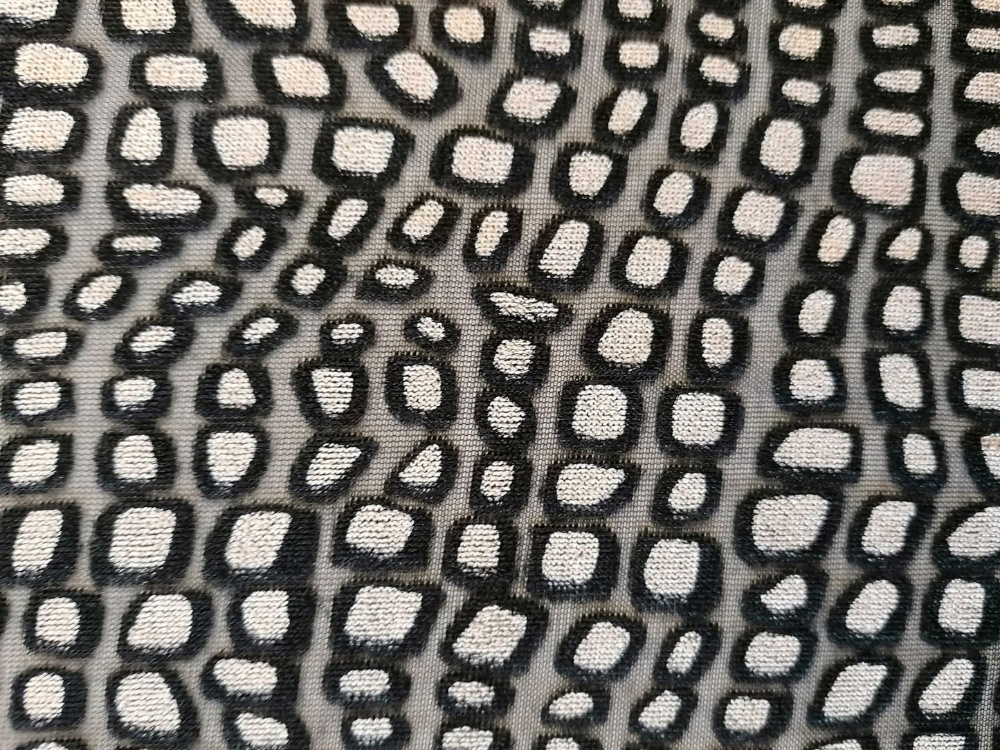 Burnout Polyester - Black/Beige - 59" Wide - Sold By the Metre