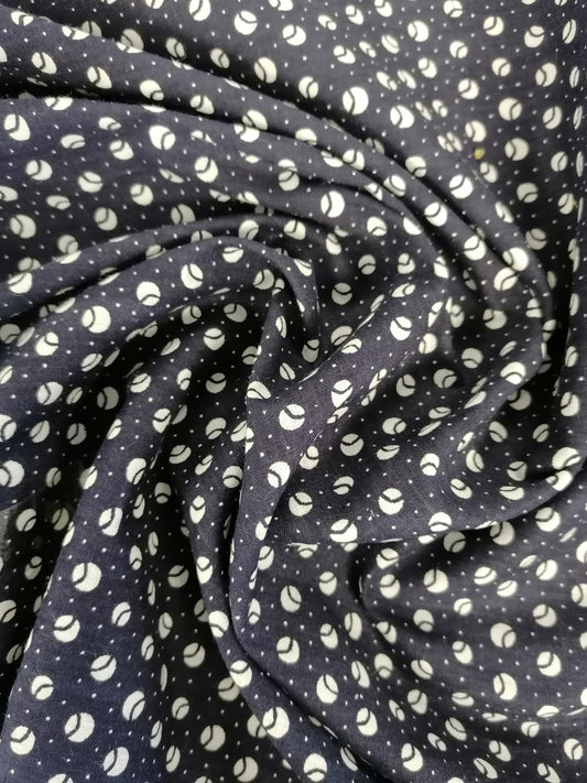 Vintage Cotton - 100% Cotton - Spot - Navy/White - 36" Sold by the Metre