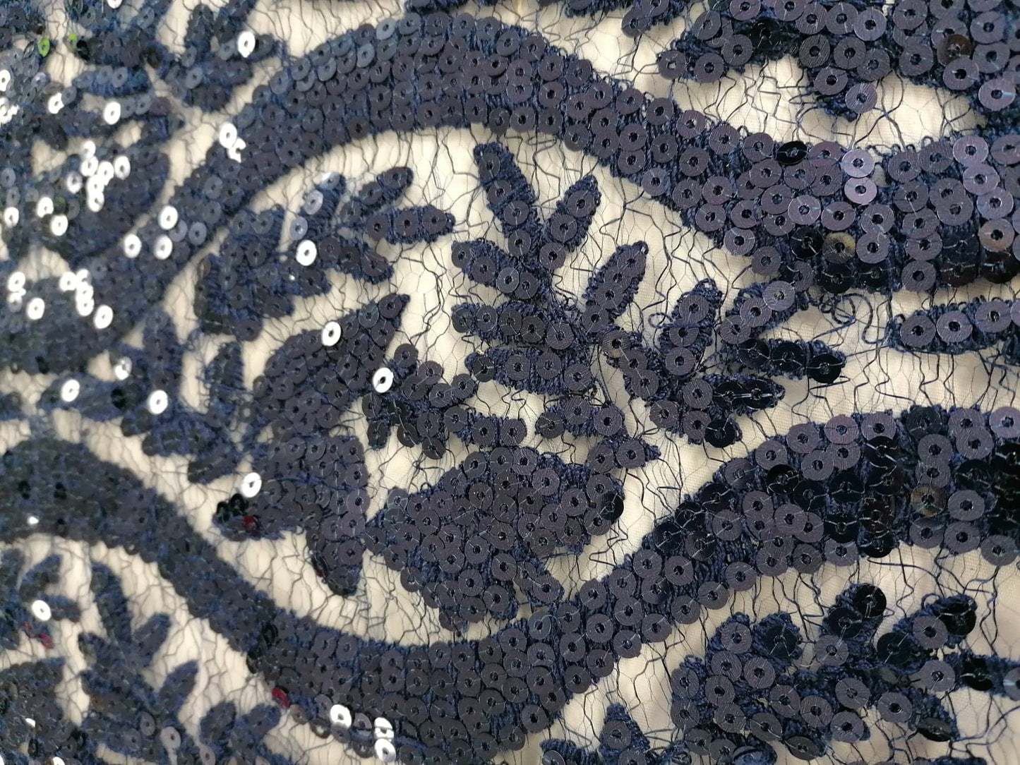 Lace w/ Sequins - Navy - 54" Wide - Sold By the Metre