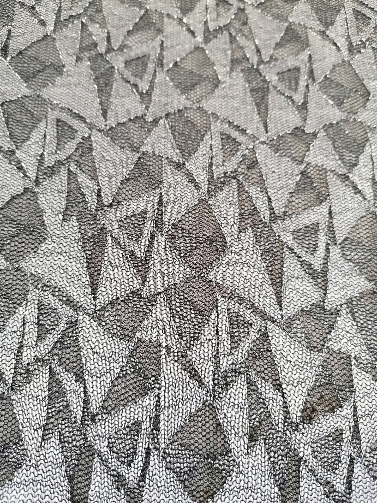 Lace - Shapes - Grey/Silver - 48" Wide - Sold By the Metre