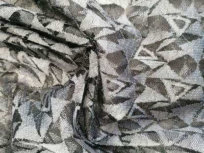 Lace - Shapes - Grey/Silver - 48" Wide - Sold By the Metre