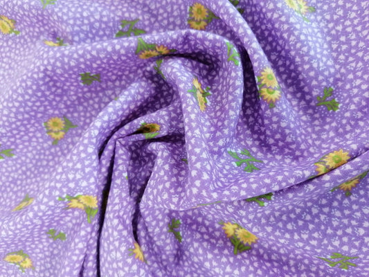 100% Vintage Cotton - Purple/Yellow/Green - 36" Wide - Sold By the Metre